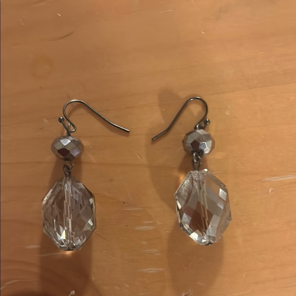 Elegant Silver Crystal Drop Earrings